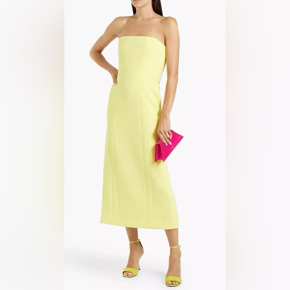 A.L.C Elizabeth Strapless Cady Midi Dress - Chartreuse, NWT size 6